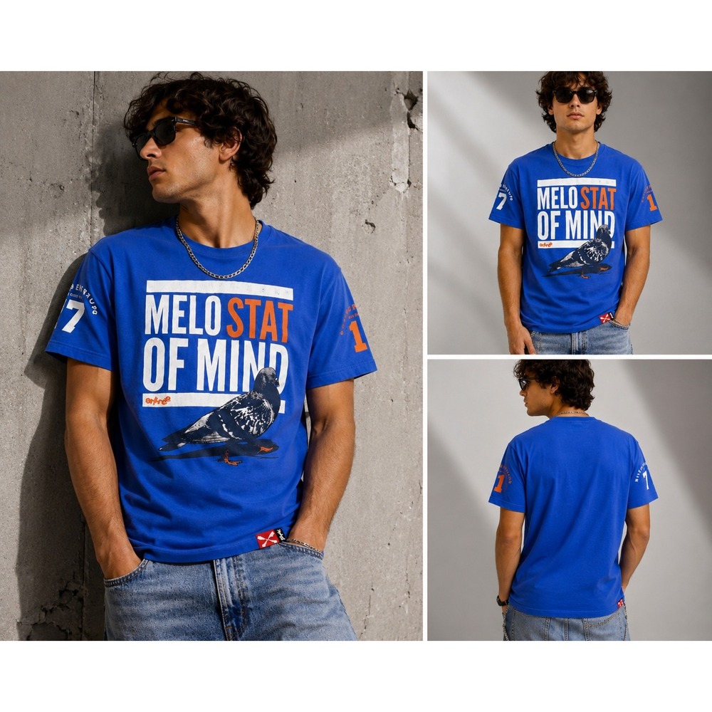 Entree Lifestyle Melo Stat of Mind T-Shirt Mens Medium Blue Graphic Vintage 2011